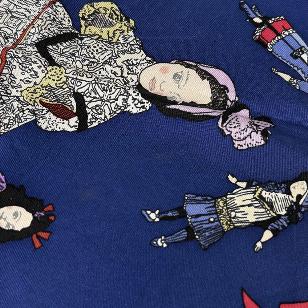 Hermes Carre 90 HELLO DOLLY scarf, silk, blue multicolor, women's. - Picture 4 of 8